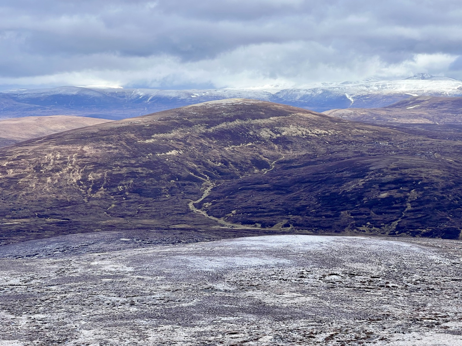 Beinn Bhreac getting closer. Tarf water at the bottom